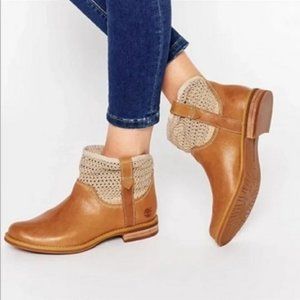 TIMBERLAND, Savin Hill Leather & Open Weave Ankle Booties 7*